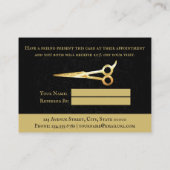 Haar Stylist Luxe Gouden Schaar Damask Aanbevelingskaartje (Achterkant)