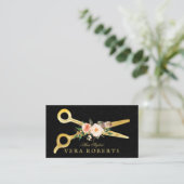 Haar Stylist Luxe Gouden Schaar Damask Afsprakenkaartje (Staand voorkant)