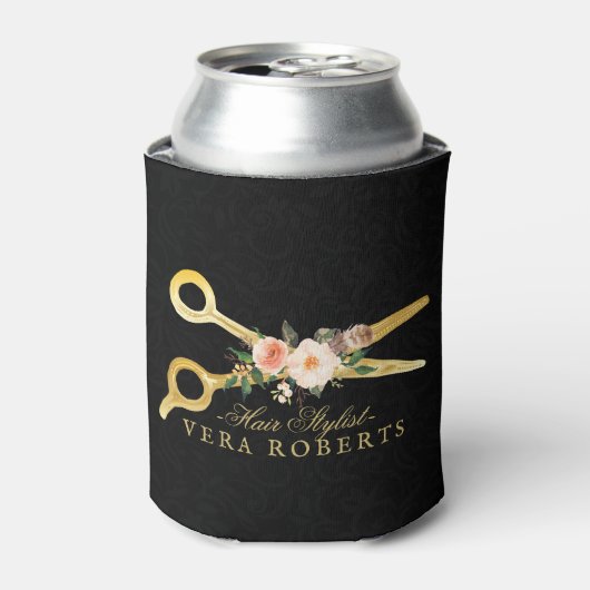 Haar Stylist Luxe Gouden Schaar Gepersonaliseerd Blikjeskoeler (Blikje Voorkant)