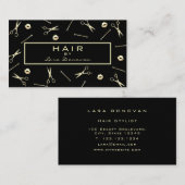 Haar Stylist Luxury Gold Scissers Patroon Visitekaartje (Voorkant / Achterkant)
