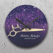 Haar Stylist Magic Paars Glitter Drift Salon Ronde Klok