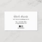 Haar Stylist Make-up Artiest Stijlvolle Hand getro Visitekaartje (Achterkant)