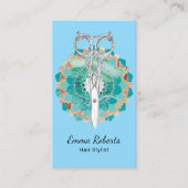 Haar Stylist Mandala Bloem Schaar Baby Blauw Visitekaartje (Voorkant)