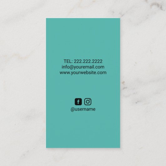 Haar Stylist Mandala Bloem Schaar Turquoise Visitekaartje (Achterkant)