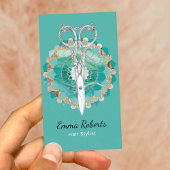 Haar Stylist Mandala Bloem Schaar Turquoise Visitekaartje