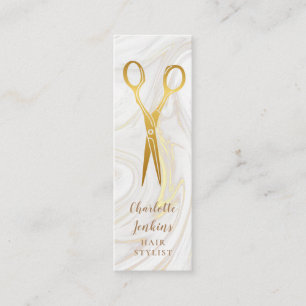 Haar Stylist Marble Swirls Gold Scissors Mini Visitekaartje