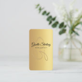 Haar Stylist Marine Blauw Goud Monogram QR Code Visitekaartje (Staand voorkant)