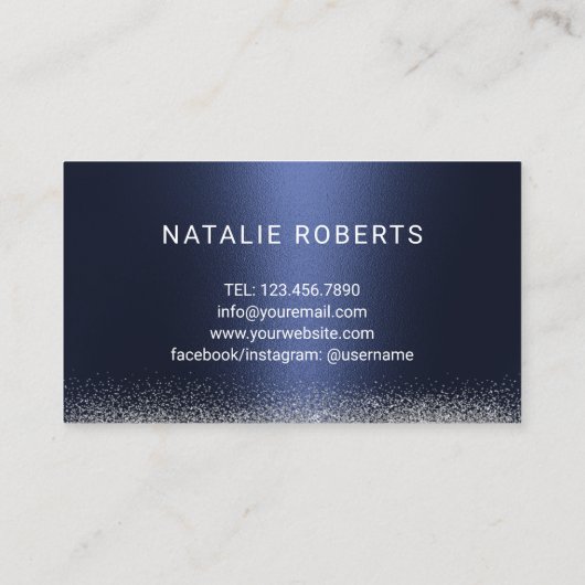 Haar Stylist Marine Blauw Zilver Luxe Schoonheid S Visitekaartje (Achterkant)