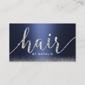 Haar Stylist Marine Blauw Zilver Luxe Schoonheid S Visitekaartje (Voorkant)