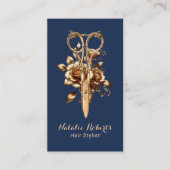 Haar Stylist Marine & Gouden Schaar Bloemensalon S Visitekaartje (Voorkant)