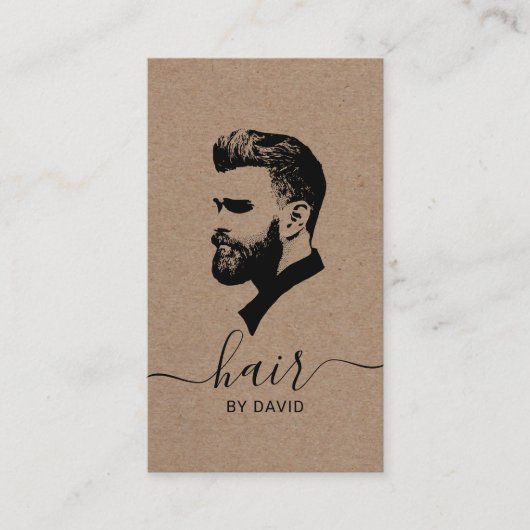 Haar Stylist Master Barber Shop Rustic Kraft Visitekaartje (Voorkant)