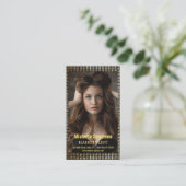 Haar Stylist Metallic Gold + Zwart QR Code Visitekaartje (Staand voorkant)