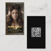 Haar Stylist Metallic Gold + Zwart QR Code Visitekaartje (Voorkant / Achterkant)