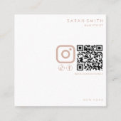 Haar Stylist Minimalist Blush Wit QR Code Vierkante Visitekaartje (Voorkant)