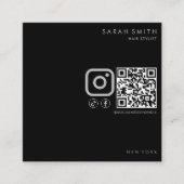 Haar Stylist Minimalist Zwart Grijs QR Code Vierkante Visitekaartje (Voorkant)