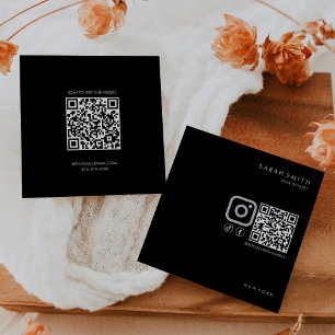 Haar Stylist Minimalist Zwart Grijs QR Code Vierkante Visitekaartje