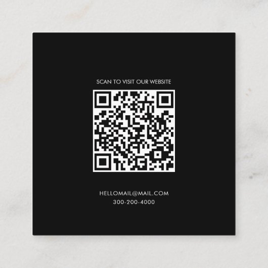 Haar Stylist Minimalist Zwart Wit QR Code Vierkante Visitekaartje (Achterkant)
