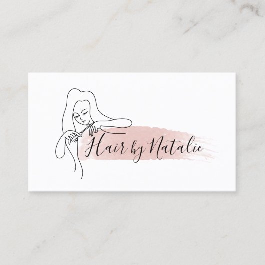 Haar Stylist Minimalistische Tekening Beauty Salon Visitekaartje (Voorkant)