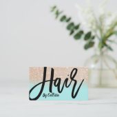 Haar Stylist Mint Gold Glitter Typografie Visitekaartje (Staand voorkant)