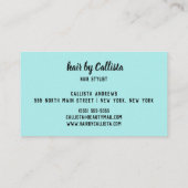 Haar Stylist Mint Gold Glitter Typografie Visitekaartje (Achterkant)