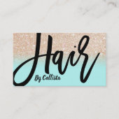 Haar Stylist Mint Gold Glitter Typografie Visitekaartje (Voorkant)