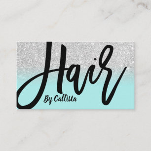 Haar Stylist Mint Zilver Glitter Typografie Visitekaartje