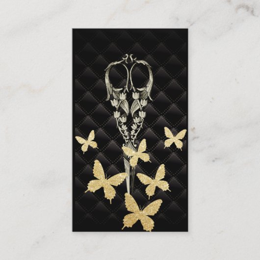 Haar Stylist Moden Gouden Vlinder Antiek Schaar Visitekaartje (Voorkant)