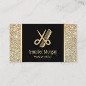 Haar Stylist Modern Gold Glitter Scissors Comb. Visitekaartje (Voorkant)