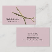 Haar Stylist Modern Gold Scissor Blush Pink Salon Visitekaartje (Voorkant / Achterkant)