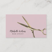 Haar Stylist Modern Gold Scissor Blush Pink Salon Visitekaartje (Voorkant)