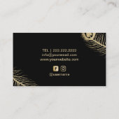 Haar Stylist Modern Gold Scissor & Peacock Feather Visitekaartje (Achterkant)