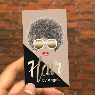 Haar Stylist Modern Gold Script Afro Hair Visitekaartje