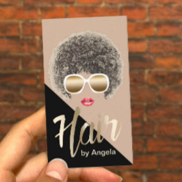 Haar Stylist Modern Gold Script Afro Hair Visitekaartje