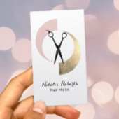 Haar Stylist Modern Goud Blush Roze Schaar Salon Visitekaartje