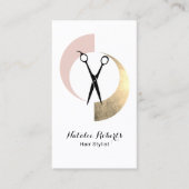 Haar Stylist Modern Goud Blush Roze Schaar Salon Visitekaartje (Voorkant)