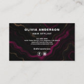 Haar Stylist Modern Hot Pink Agaat Marmer Visitekaartje (Achterkant)