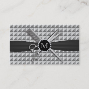 Haar Stylist-Modern Monogram Scissor & Comb Metal Visitekaartje