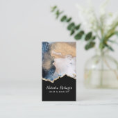 Haar Stylist Modern Navy & Gold Waterverf Salon Visitekaartje (Staand voorkant)