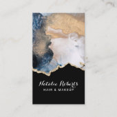 Haar Stylist Modern Navy & Gold Waterverf Salon Visitekaartje (Voorkant)