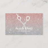 Haar Stylist Modern Roos Gold & Silver Glitter Visitekaartje (Voorkant)