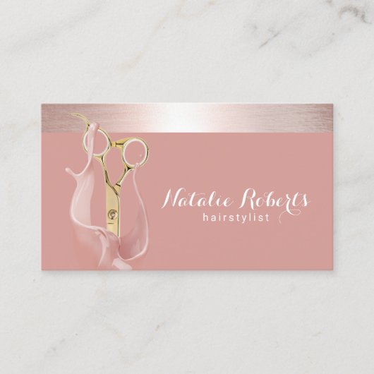 Haar Stylist Modern Roos Gouden Splash Gouden Scha Visitekaartje (Voorkant)