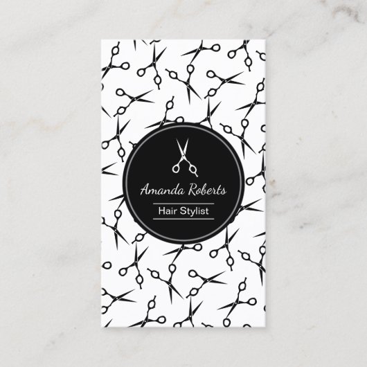 Haar Stylist Modern Scissor Pattern Appointment Afsprakenkaartje (Voorkant)