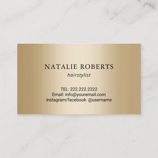 Haar Stylist Modern Script Gouden Schaar Salon Visitekaartje (Achterkant)