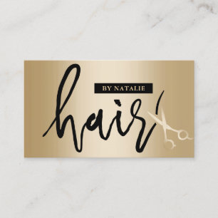 Haar Stylist Modern Script Gouden Schaar Salon Visitekaartje