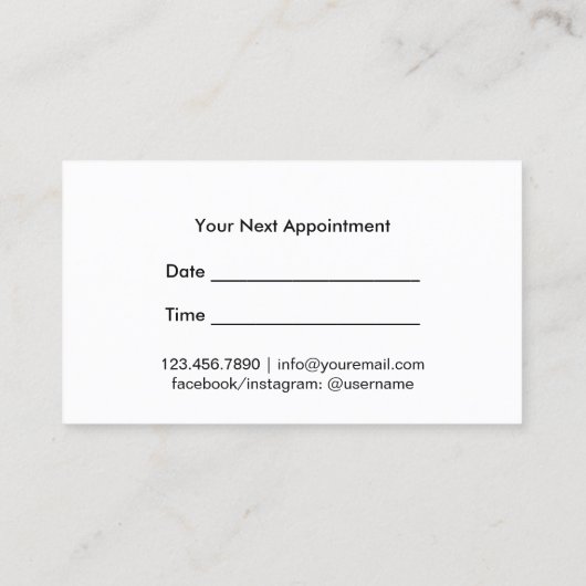 Haar Stylist Modern Script Salon Appointment Afsprakenkaartje (Achterkant)