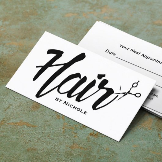Haar Stylist Modern Script Salon Appointment Afsprakenkaartje