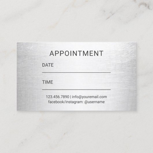 Haar Stylist Modern Silver 3D Script Appointment Afsprakenkaartje (Achterkant)