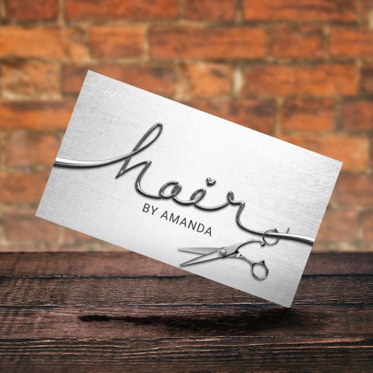 Haar Stylist Modern Silver 3D Script Appointment Afsprakenkaartje