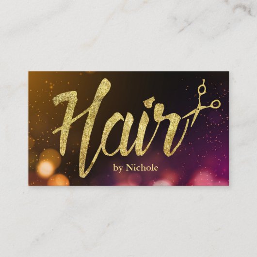 Haar Stylist Modern Sparkle Lights Benoeming Afsprakenkaartje (Voorkant)