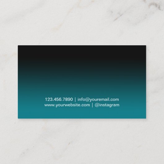 Haar Stylist Modern Zwart & Blauwgroen Gradient El Visitekaartje (Achterkant)